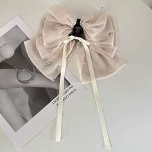 1女棕色多層蝴蝶結多功能抓發器高馬尾半紮韓式高級多用途抓發器減齡髮夾髮夾 - 奶咖色 - 查看 4