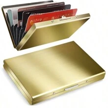 Stainless Steel Credit Card Holder - Gold - View 1