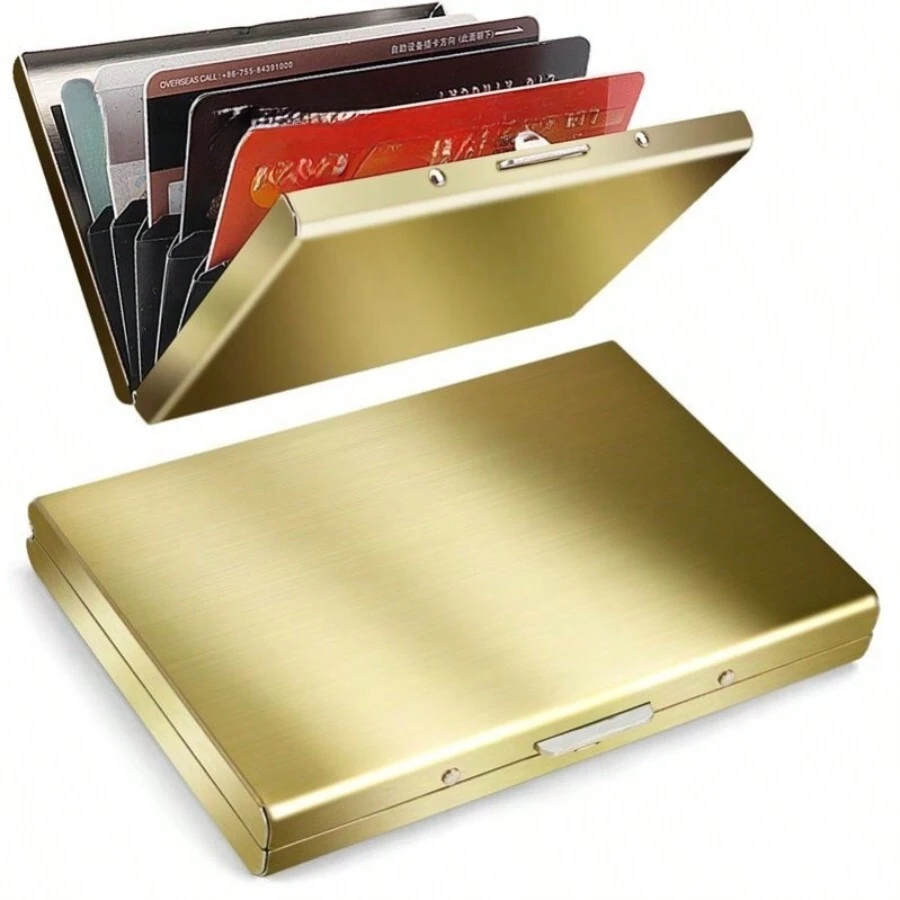 Stainless Steel Credit Card Holder - Gold - View 1