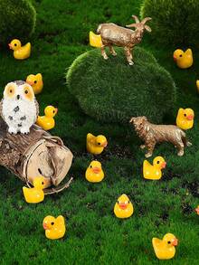 10入組黃色小鴨,迷你樹脂小鴨,迷你鴨子人物擺設,娃娃屋,家居裝飾,生日派對小禮物 - 實色小黃鴨 - 查看 7