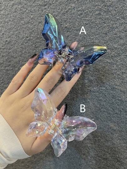 2 piezas/1 pieza Clip de pelo de plástico con estilo de sirena azul y blanco, elegante y con diseño de mariposa, accesorio de pelo versátil y casual adecuado para uso diario, fiestas, salidas, lavado de cara, maquillaje, combinación de atuendos, pinzas de pelo, pinzas de pelo, pasadores de pelo, sujetadores de pelo, agarradores de pelo, recogedor de pelo, accesorios de pelo para mujeres para vacaciones, atuendos de verano, playa, vacaciones, viajes