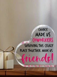 1pc Heart-Shaped Black & Plum Acrylic Tag With Text Best - Multicolor - View 6