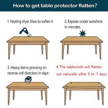 1pc Clear PVC Plastic Tablecloth With Hemmed Edge, Waterproof Transparent Table Cover For Dining, Party And Camping, Kitchen Home Decor, Can Be Cut To Size - Transparent - View 6