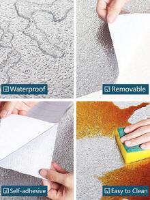 1張廚房防潑水牆紙剝離式鋁箔接觸紙自粘防油耐高溫墻貼,可用於櫥台抽屜擋板和架子擋板 - 銀色 - 查看 3