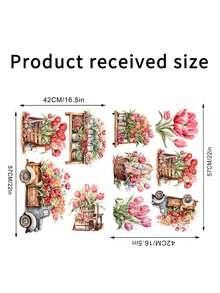 創意新款鬱金香品種花盆植物牆貼適合客廳、臥室、兒童房裝飾 - 彩色 - 查看 2