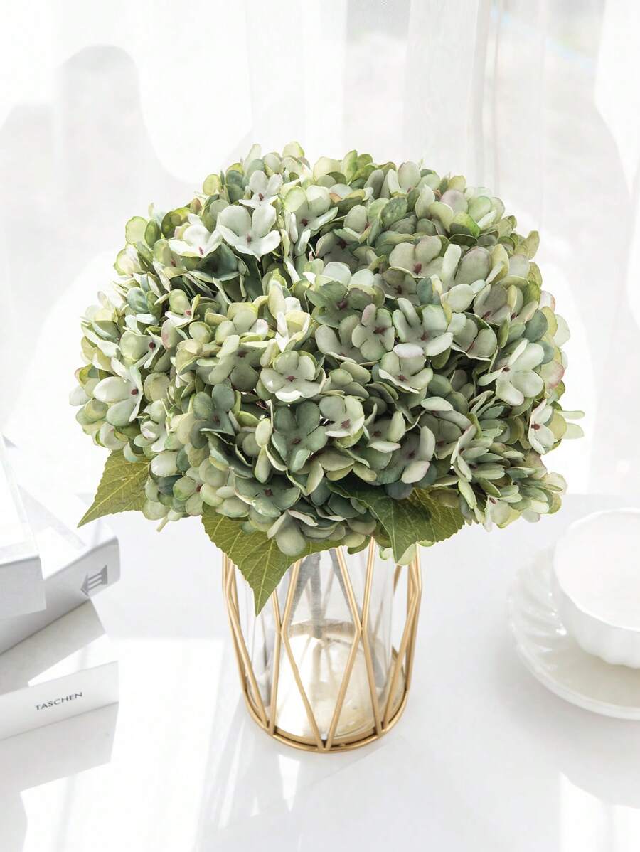 1支/3支仿真绣球花束，假花植物，房间装饰，秋季装饰，花园秋季装饰，餐桌摆件，生日派对装饰，婚礼花束，新娘花束，家居装饰，餐厅，卧室，窗台装饰，花瓶装饰，情人节礼物，新年装饰，户外花园，返校季，情人节，毕业礼物 - 薄荷綠 - 查看 1