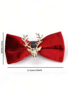 One Piece Men Velvet Bow Tie 3D Reindeer Adjustable Length Necktie Christmas Holiday Wedding Bowties - Red - View 4