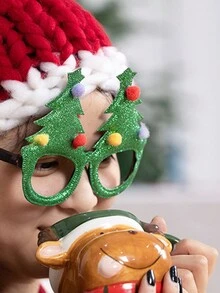 1入組隨機款式聖誕派對眼鏡,時尚創意照片道具和節日裝飾 - 彩色 - 查看 4