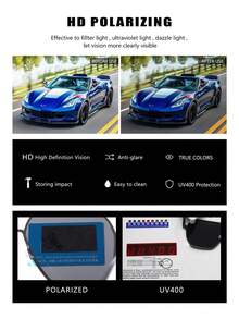 1pc Metal Polarized Fashion Glasses, European And American Fashion Unisex Fashion Glasses, Suitable For Outdoor And Driving - Black - View 4