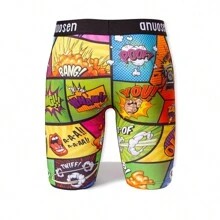男士運動內衣,吸濕速乾,彩色塗鴉表情印花,耐用滌綸,耐磨功能,不尋常風格男士平角短褲,透氣彈性設計,也適合拳擊 - 彩色 - 查看 5