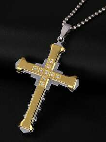 1條歐美風格的嘻哈暗黑頸鍊,男士十字鈦鋼鍊,時尚個性化學生嘻哈飾品生日禮物 - 黑色 - 查看 8