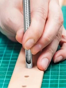 4件套皮革打孔工具套裝：輕鬆打造定制手錶錶帶和皮帶！ - 銀色 - 查看 1