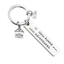 1入/16入不分男女性別的“新居新冒險”不銹鋼鑰匙扣,2024新禮物,送給搬新家和愛好冒險的人 - 銀色 - 查看 3