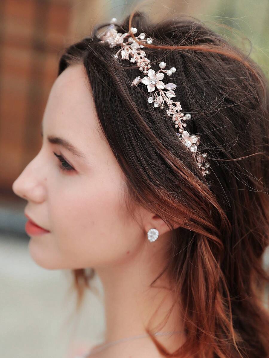 1 pieza Diadema nupcial estilo vintage Mori con decoración de elementos naturales, elegante