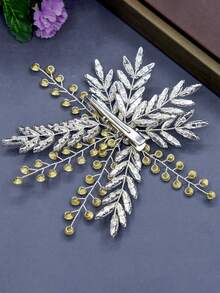 1入手工製作的女性銀色婚禮髮夾,鑲嵌著水晶髮飾,適用於新娘、正式活動和派對 - 銀色 - 查看 3