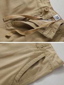 Men'S Camo Multi-Pocket Relaxed Fit Casual Shorts,Outdoor Camouflage Twill Cargo Shorts 11" Inseam(No Belt) - 卡其色 - 查看 3