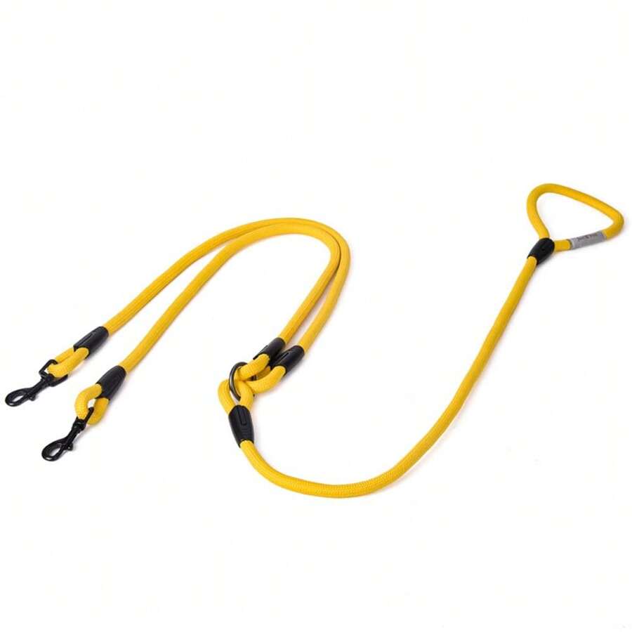 Double-Headed Dog Leash For Walking Two Dogs At Once, Comfortable One Drag Two Pet Traction Rope, 1pc - Yellow - View 1