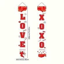 2入組情人節紅心主題派對裝飾對聯和門旗 - 情人節對聯B款 - 查看 6