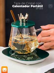 Taza de Cristal con Calentador Portátil Rey - Verde - Ver 1