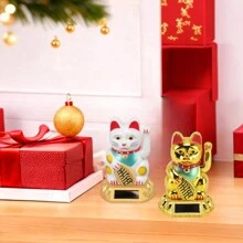 太陽能塑膠招財貓家居及節慶裝飾 - 白色 - 查看 4