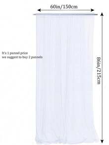 1/2pcs White Sheer Curtain, Suitable For Party Wedding Transparent Background, Perfect For Birthday Party Baby Shower Photo Background, Home Decor (150*215cm) - White - View 2