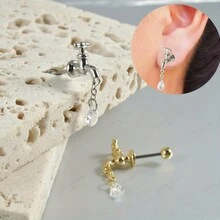 2pcs Personalized Stainless Steel Faucet Design Women's Stud Earrings, Suitable For Daily Commuting - Faucet - View 1