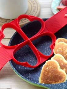 1入組矽膠餅狀模具,矽膠四孔煎蛋圈,矽膠蛋糕模具 - 紅色 - 查看 5