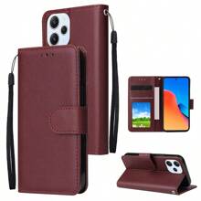 A Black/Rose Gold/Wine Red/Blue Wallet With Card Slot Photo Frame Support Function Magnetic Flip Leather Case Compatible With Xiaomi Redmi 12 12C 13C 10C 9A 9C 9T Note 13 Pro+ 12S 11 Pro 10S 9 8T 7 Xiaomi 13T X6 C65 M6 Pro X5 M5s Soft Silicone Fall Prevention Cover Shell - Burgundy - View 5
