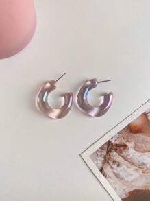 1對簡約幾何和休閒風格的中空u型耳環,適合女性日常穿戴 - 綠色 - 查看 8