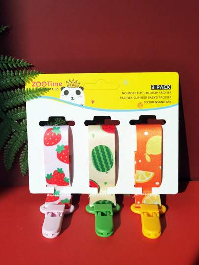 zootime 3入組嬰兒動物圖案套可愛防丟掉附嬰兒安撫器繩玩具卡通安撫器鏈，適用於新生兒禮品