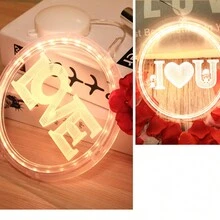 情人節愛心形3d Led掛燈,適用於房間裝飾,氛圍夜燈,室外,聖誕節,臥室,客廳,花園,別墅,派對,求婚等場合 - I愛心U暖白色 - 查看 2