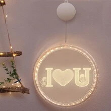 情人節愛心形3d Led掛燈,適用於房間裝飾,氛圍夜燈,室外,聖誕節,臥室,客廳,花園,別墅,派對,求婚等場合 - I愛心U暖白色 - 查看 1