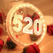 情人節愛心形3d Led掛燈,適用於房間裝飾,氛圍夜燈,室外,聖誕節,臥室,客廳,花園,別墅,派對,求婚等場合 - I愛心U暖白色 - 查看 3