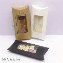 10pcs Black/White/Kraft Paper Three-Tone, Multi-Size Pillow Box With Pvc Window Packaging Gift Box Candy Box - 10 Window Pillow Boxes - View 17