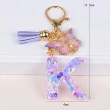 Breloc cu literă inițială Boho, drăguț fulg de zăpadă, paiete de dragoste, alfabet, breloc, fluture, pandantiv, inel, poșetă, rucsac, charm, husă pentru căști, accesorii, femei, fete, cadou pentru cupluri de Ziua Îndrăgostiților. Accesorii auto pentru geantă, charm, rucsac pentru școală, Goth Y2K.