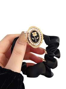 1PC Style Retro Satin Scrunchies - Black - View 2