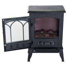 HOMCOM Chimenea Eléctrica de Pie Movible y Decorativo Calefactor Estufa 1000/2000W Llama LED con Termostato 39x23x56.5cm - Negro - Ver 9