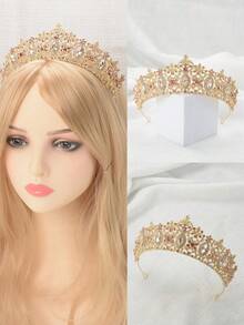 1個女士巴洛克風琺瑯頭飾,彩色鑽石,適用於婚禮、宴會等特殊場合 - 彩色 - 查看 1