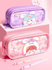 Trong suốt Hộp bút Đối với Trường tiểu học Sinh viên , Hoạt hình Phong cách Văn phòng phẩm Loại vỏ , Công suất cao - Màu tím - Xem 3