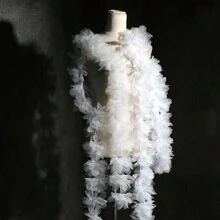 5 cái/bộ 3D Biến đổi dần Thủ công Đàn organza Hoa Với Ren Phụ Kiện Quần Áo DIY Trang trí Hoa Chất vải Hình dán Patch - trắng - Xem 4