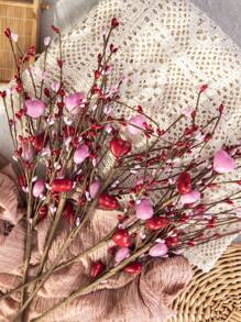 4 件人造蔓越莓莖,19.7 英寸,情人節心形噴霧人造花漿果莖粉色心形樹枝用於心形漿果採摘家居裝飾、情人節禮物、母親節、婚禮裝飾、週年紀念裝飾 - 彩色 - 查看 11