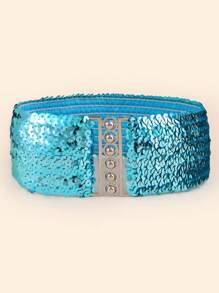 Dây thắt lưng lấp lánh phong cách Boho 1 dây cho nữ, dây thắt lưng co giãn hợp thời trang có trang trí sáng bóng - màu đen - Xem 7