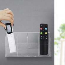 亞克力遙控器架掛壁式遙控器收納盒手機收納盒亞克力電視空調遙控器架掛壁收納盒,適用於家庭 - 無色 - 查看 4