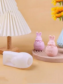 1pc New Easter Egg Bunny Scented Candle Silicone Mold For Diy Gift, Cake, Baking Decoration - White - View 4