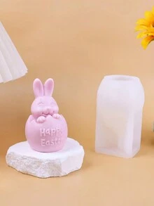1pc New Easter Egg Bunny Scented Candle Silicone Mold For Diy Gift, Cake, Baking Decoration - White - View 3