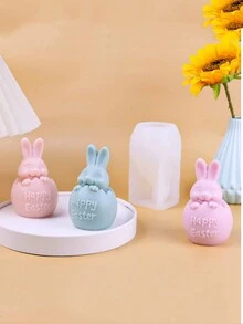1pc New Easter Egg Bunny Scented Candle Silicone Mold For Diy Gift, Cake, Baking Decoration - White - View 5