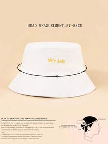 1入組女士春/夏戶外休閒遮陽帽，旅行度假防紫外線帽子沒有限制型桶帽Y2K男士桶帽情侶風格 - 白色 - 查看 3