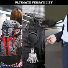 1 件徽章捲軸,可伸縮重型鑰匙鏈,升級版鋅合金身份證夾,帶 31.5 英寸塗層鋼纜黑色多用途登山扣戶外鑰匙圈易拉扣適合徒步旅行和防盜 - 黑色 - 查看 5