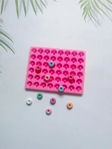 1pc 48 Cavities Silicone Donut Mold, Kitchen Handmade Baking Candy Chocolate Baking Tool - Pink - View 5