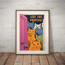 1pc Canvas Poster, Cat Print For Toilet Are You Pooping Wall Print Wall Art For Living Room, Wall Decor For Bedroom, Home Decor Room Decor Aesthetic , Frameless, Modern Posters For Room, Room Decoration Stuff, Aesthetic, Western Decor, Bathroom Decor - Multicolor - View 8